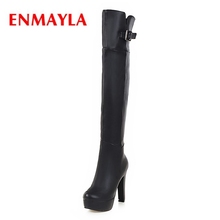 ENMAYLA  2020 New fashion women round toe zip over-the-knee high heel boots lady solid buckle boots ZYL527 2024 - buy cheap