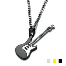 316L Stainless steel Cute guitar Pendant women Music instrument charm Titanium steel Link chain Necklace For Men Fashion Jewelry 2024 - buy cheap