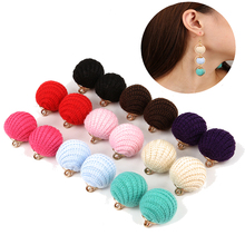 New Fashion 10Pcs/Bag Solid Color Fabric Covered Charms Beads Round Ball Pendant For DIY Earring Bracelet Necklace Making 2024 - buy cheap