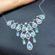 Natural Multicolor opal Necklace Natural gemstone Pendant Necklace 925 sliver Luxurious water drop Row women girl gift Jewelry 2024 - buy cheap