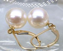 VERY HOT PERFECT ROUND 9-10 MM SOUTH SEA PEARL DANGLE EARRING JEWERLY YELLOW GOLD 2024 - buy cheap