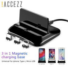 ! Магнитный Держатель зарядного устройства ACCEZZ для iPhone 8 Plus X XR XS MAX 2 в 1, настольное зарядное устройство 2024 - купить недорого
