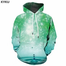 Kyku água hoodie homem streetwear 2018 floresta 3d hoodies camisolas impressão verde moletom com capuz longo harajuku roupas dos homens 2024 - compre barato