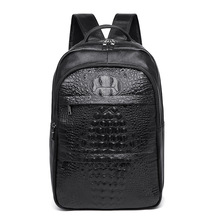 Mochila De piel 100% auténtica para hombre, morral de piel de cocodrilo Natural auténtico para estudiantes, bolso de viaje de lujo para ordenador portátil 2024 - compra barato