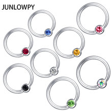 JUNLOWPY cierre de bola anillo cautivo BCR con gemas de cristal, nariz labio trago del oído anillo de Septum 100/200 Uds joyería corporal Piercing 2024 - compra barato