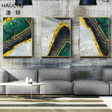 HAOCHU textura de mármol europeo negro amarillo azul cristal piedra arte decoración de carteles imagen hogar Hotel cartel de decoración de pared 2024 - compra barato