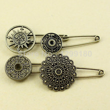 4pcs/lot Alloy Antique Brass Vintage Round Brooch Safety Pins For Garment Accessories Scarf Clip pins Approx:53-58mm (K01939) 2024 - buy cheap