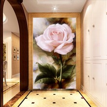 beibehang European painting background 3D wallpaper roses aisle entrance hallway mural vertical retro romantic papel de parede 2024 - buy cheap