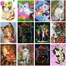 Dpf diy 5d completo redondo bordado diamante série de gatos bonito pintura de diamante cubo mágico ponto cruz arte artesanato decoração de casa mosaico 2024 - compre barato