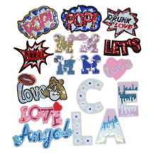 10 pcs POP Let's Boom Angel Sequin Embroidered Iron On Patches garment Appliques hat shoe bag garment accessory free shipping 2024 - buy cheap