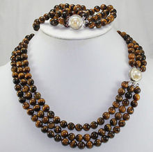 Hot sale 3 rows 8mm Africa Roaring Tiger Eye Necklace, Bracelet 2024 - buy cheap