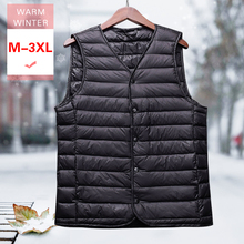 New Autumn Winter Men White Duck Down Vest Male Ultra Light V Neck Causal Sleeveless Jacket Soft Casual Warm Good Quality Liner 2024 - buy cheap