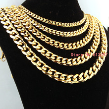 7"-40" Choose Gold Tone 316L Stainless Steel  Men's Jewelry Curb Cuban Link Chain Necklace Xmas Gift 2024 - buy cheap