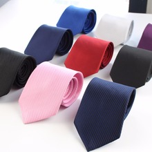 Mens Business Tie Formal Striped Solid Color Jacquard Wedding Necktie 8CM Classic Corbata Neckwear Gravata 2024 - buy cheap