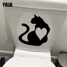 YOJA 23.5X24.2CM Interesting BedRoom Home Decoration Toilet Decal Wall Sticker Love Cat T5-0150 2024 - buy cheap