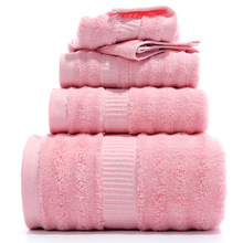 Набор розовых бамбуковых банных полотенец для взрослых, детское полотенце, полотенце для лица, банное полотенце, подарочный набор, свадебное украшение, 4 шт. 2024 - купить недорого