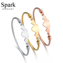 Spark-pulsera de acero inoxidable con grabado de nombre para mujer, brazalete de amor personalizado, 3 colores, regalo de San Valentín 2024 - compra barato