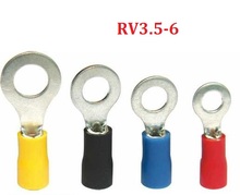 RV3.5-6 de anillo negro de terminal aislado, 100 Uds., 2,5-4 mm2, Terminal de engarce del cable conector de Cable 2024 - compra barato