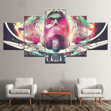 Pintura em tela abstrata crânio colorido 5 peças pintura da arte parede modular papéis de parede cartaz impressão para sala estar decoração casa 2024 - compre barato