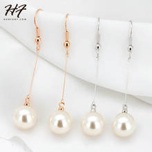 Top Quality E563 Concise Imitation Pearl Rose Gold Color Earring Austrian Crystal Wholesale 2024 - buy cheap
