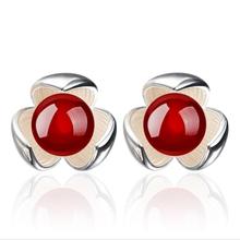 Pendientes de tuerca de bola de cristal roja para mujer, joyería de alta calidad, pendientes Chapado en plata para mujer, joyería de fiesta, Bijou 2024 - compra barato