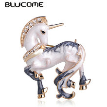 Blucome-broche con forma de caballo blanco para hombre y niño, broches con textura de Color dorado, Gargantilla, abrigo, suéter, alfileres de joyería de animales, novedad 2024 - compra barato