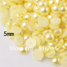 Wholesale 5000pcs/bag 5mm yellow color half round flatback ABS resin imitation pearl beads 2024 - buy cheap