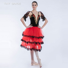 Новое поступление, красный испанский балетный танцевальный костюм для девочек, романтичное платье-пачка, трико, костюмы для выступлений, доступны 11 размеров, 19023 2024 - купить недорого
