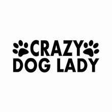 Автомобильные наклейки с текстом 14 см * 5,5 см, креативная модная виниловая наклейка Crazy Dog Lady, черная серебряная фотография 2024 - купить недорого