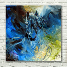 Modern Abstract Home Decor Art Crazy Blue Horse Oil Painting Handpainted Wall Art on Canvas Wall Stickers Animal Pictures 2024 - buy cheap