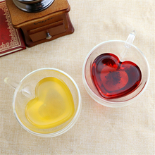 40Pcs 240/180ml Heart Love Shaped Double Wall Layer Transparent Glass Tea Cup Lover Juice Coffee Milk Mug Drinkware 2024 - buy cheap