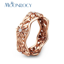 MOONROCY CZ Zirconia Vintage Crystal Rings Party Rose Gold Color Rings Fashion Jewelry Women Gift Drop Shipping Big Size New 2024 - buy cheap