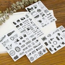 Lote de pegatinas de estilo Retro en blanco y negro, adhesivo papelería Kawaii para álbum de recortes DIY, etiqueta adhesiva para diario, 6 unidades 2024 - compra barato