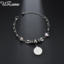 Uzone pulseira redonda jesus para mulheres, joias fashion pérola ajustável bracelete presente para festa 2024 - compre barato