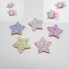 Free shipping 80pcs 3 cm Shiny Paillette Star Padded Patches Appliques For Clothes Sewing Supplies DIY Hair Bow Decoration 2024 - buy cheap
