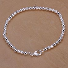925 jewelry silver plated bracelet, 925 jewelry jewelry 4mm Bean Bracelet H198 2024 - buy cheap