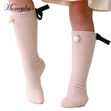 Calcetines de algodón para niños de 0 a 7 años, Estilo Princesa de bebé, con lazo y abalorios, suaves y largos 2024 - compra barato