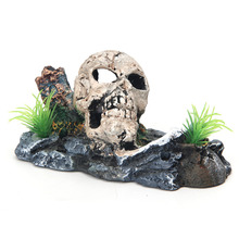 Pirata crânio esqueleto aquário ornamento escondendo caverna tanque de peixes decoração-w2 10 2024 - compre barato