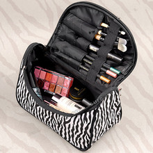 New Nylon Zipper women makeup organizer bag women cosetic bags outdoor travel wash pouch Zebra stripes Toiletry Handbags 2024 - buy cheap