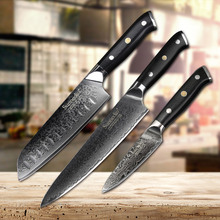 SUNNECKO 3pcs Kitchen Knife Set Chef Paring Santoku Kinfe Japanese VG10 Steel Razor Sharp Blade G10 Handle Damascus Cooking Tool 2024 - buy cheap