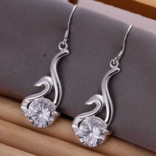 Pendientes chapados en plata de moda para mujeres 925, joyería plateada para mujeres con incrustaciones de cisne E195/DNFYUZXWE195 2024 - compra barato