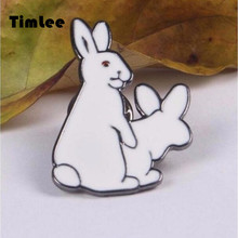 Timlee X043  Free shipping Cute 2 White Rabbits Evil Brooch Pins,Fashion Jewelry Wholesale 2024 - buy cheap