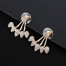 5 Branch Full Shiny Drip Crytal Tassel Silver Plated Golden Metallic Stud Earrings for Women 2024 - buy cheap