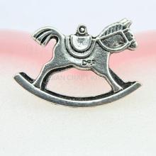 50pcs large rocking horse antique silver zinc alloy flatback charm drops DIY Supplies for Jewelry Making 41*27mm 3d riding 2024 - buy cheap