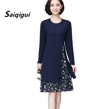 Saiqigui plus size 5XL Autumn dress women long sleeve  casual Loose O-Neck elegant dresses A-Line  Patchwork ladies dress 2024 - buy cheap