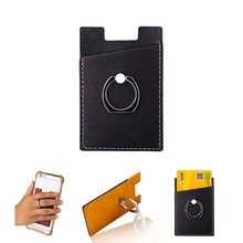 Carteira de celular de couro pu de alta qualidade, estojo feminino e masculino, porta-cartão de crédito, bolso, 3m, adesivo, porta cartão de celular 2024 - compre barato