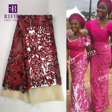 Туфли с красными блестками кружевной ткани 2018 Высокое качество Африканский Для женщин Вечеринка платья ткани нигерийское петлевая вышивка тонкой сеткой талевая кружевная ткань 2024 - купить недорого