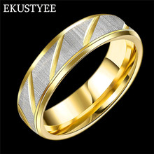 Парные кольца в полоску из нержавеющей стали 100% для мужчин и женщин, золотые обручальные кольца 2024 - купить недорого