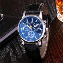 New Fashion Mens Watches Faux Leather Strap Round Dial Analog Business Quartz Wrist Watch Relogio Masculino #E 2024 - buy cheap