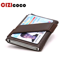 Men And Women Credit Card Holder Genuine Leather Vintage Mini Safe Aluminum Antimagnetic Purse Card Case 2024 - buy cheap